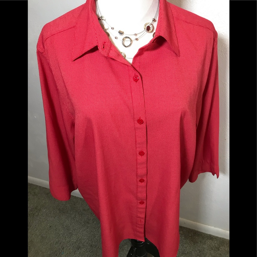 Christopher & Banks Red-Checked Top, XL